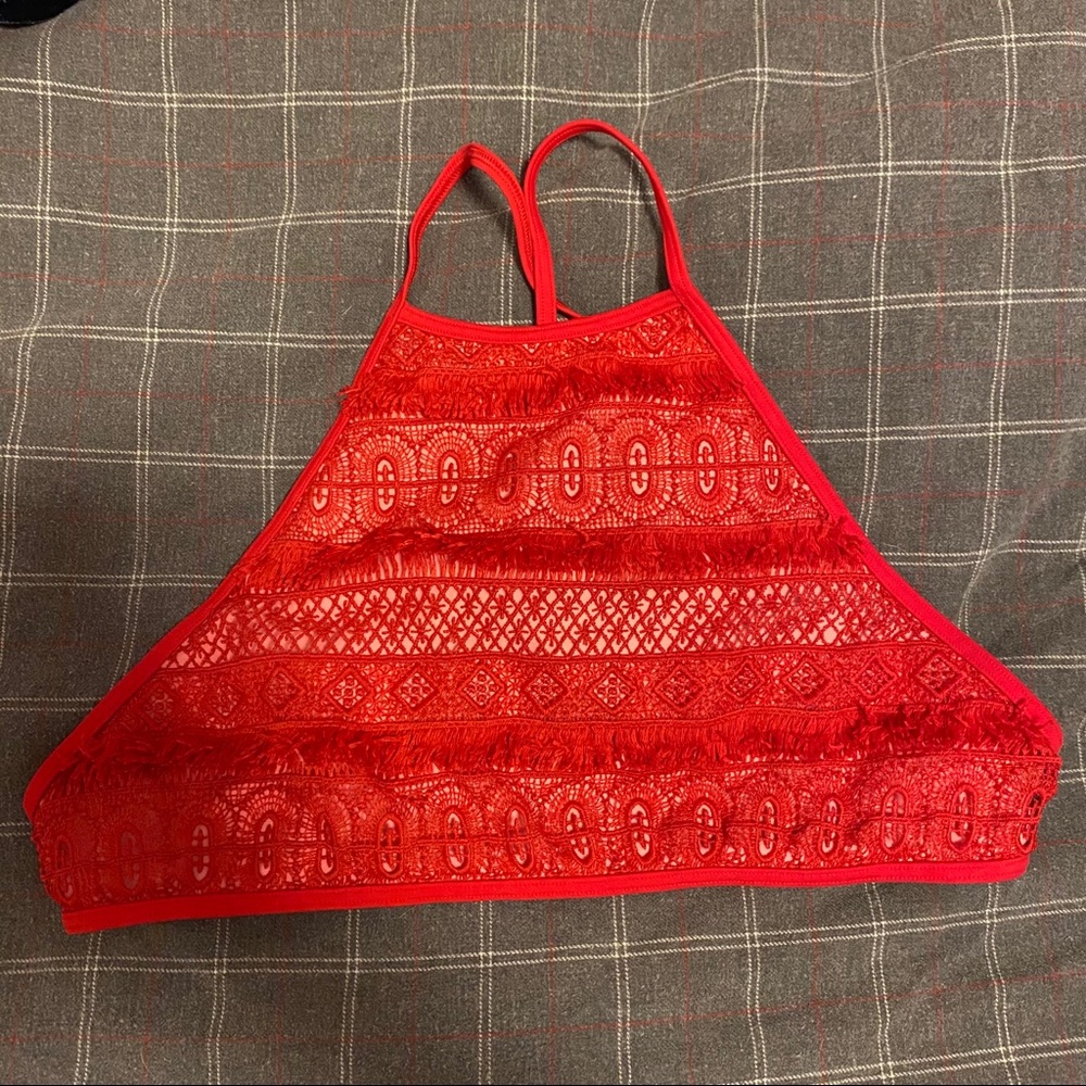 Aerie Swim Halter Top with tier detailing